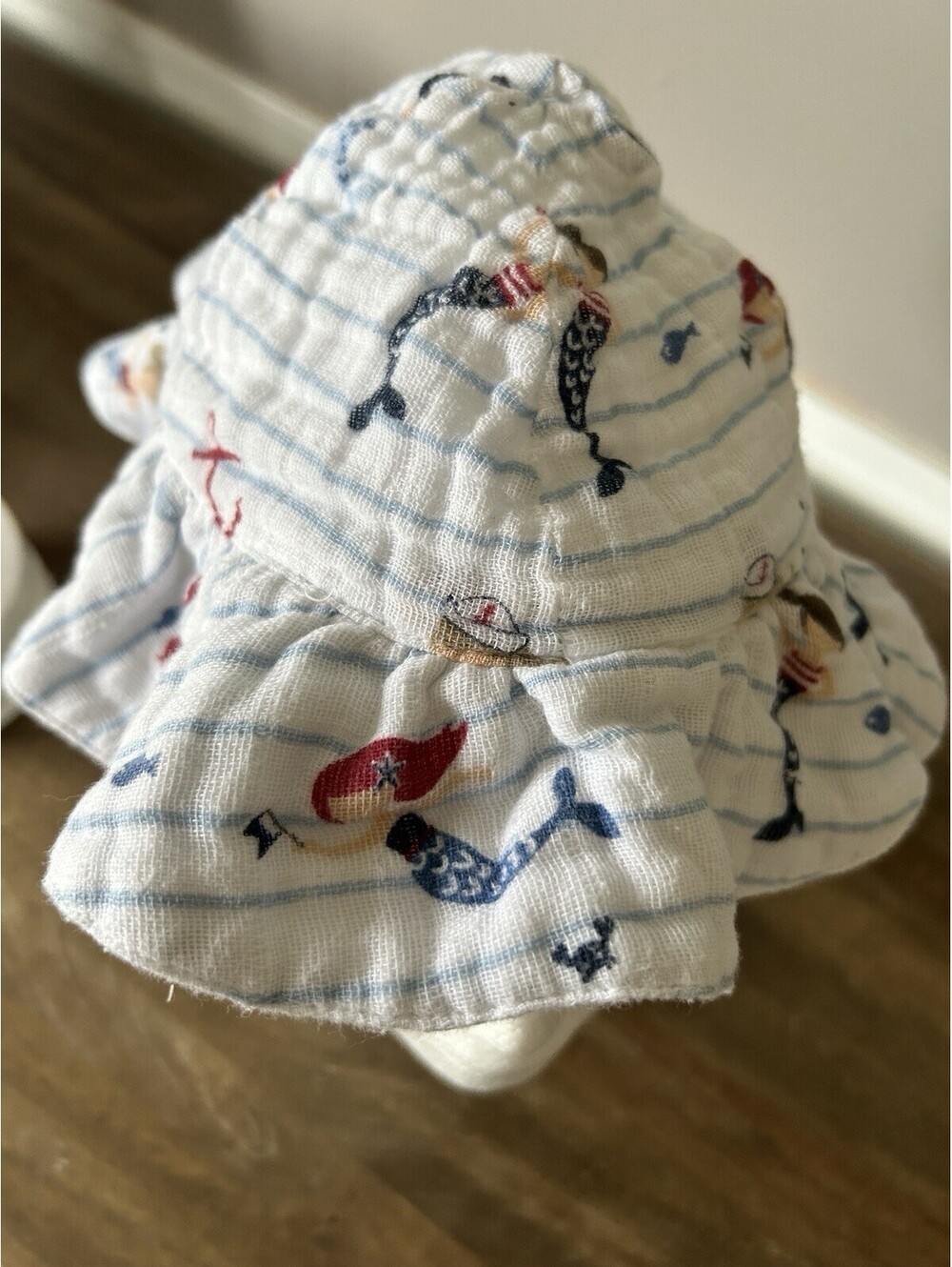 Mud Pie Sail Away Nautical Mermaid Sun Hat (2T-5T) Vacation Summer Beach Pool